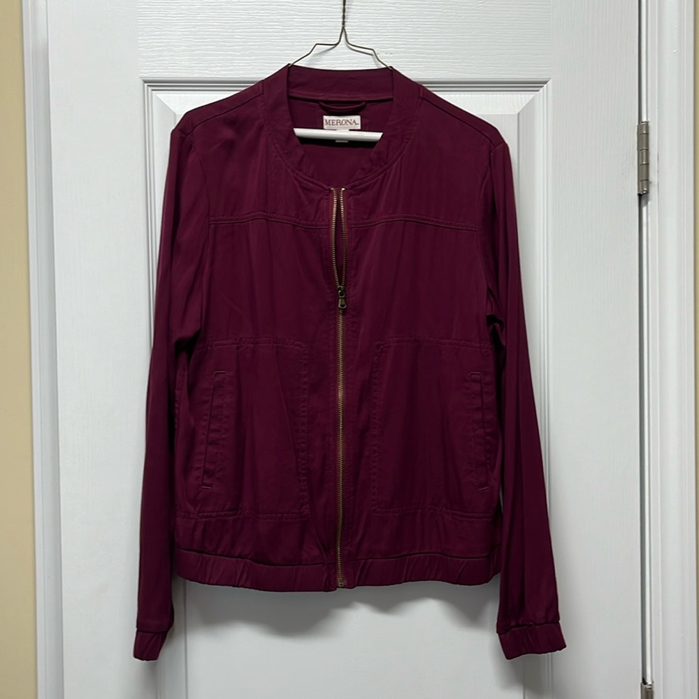 Merona Lightweight Maroon Bomber Jacket